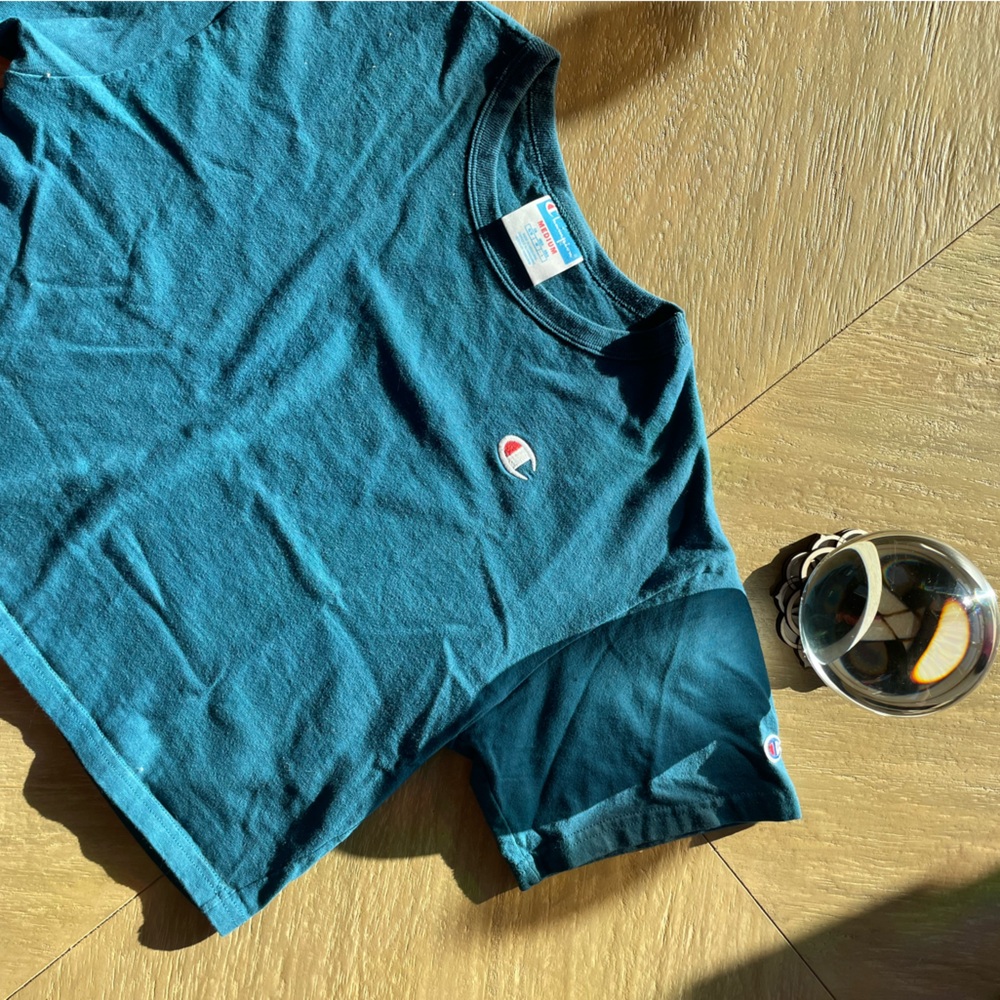 Blue Cropped Champion Shirt